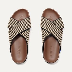 Rothy’s The Weekend Slide Sandals in Toffee Stripe Women’s size 8